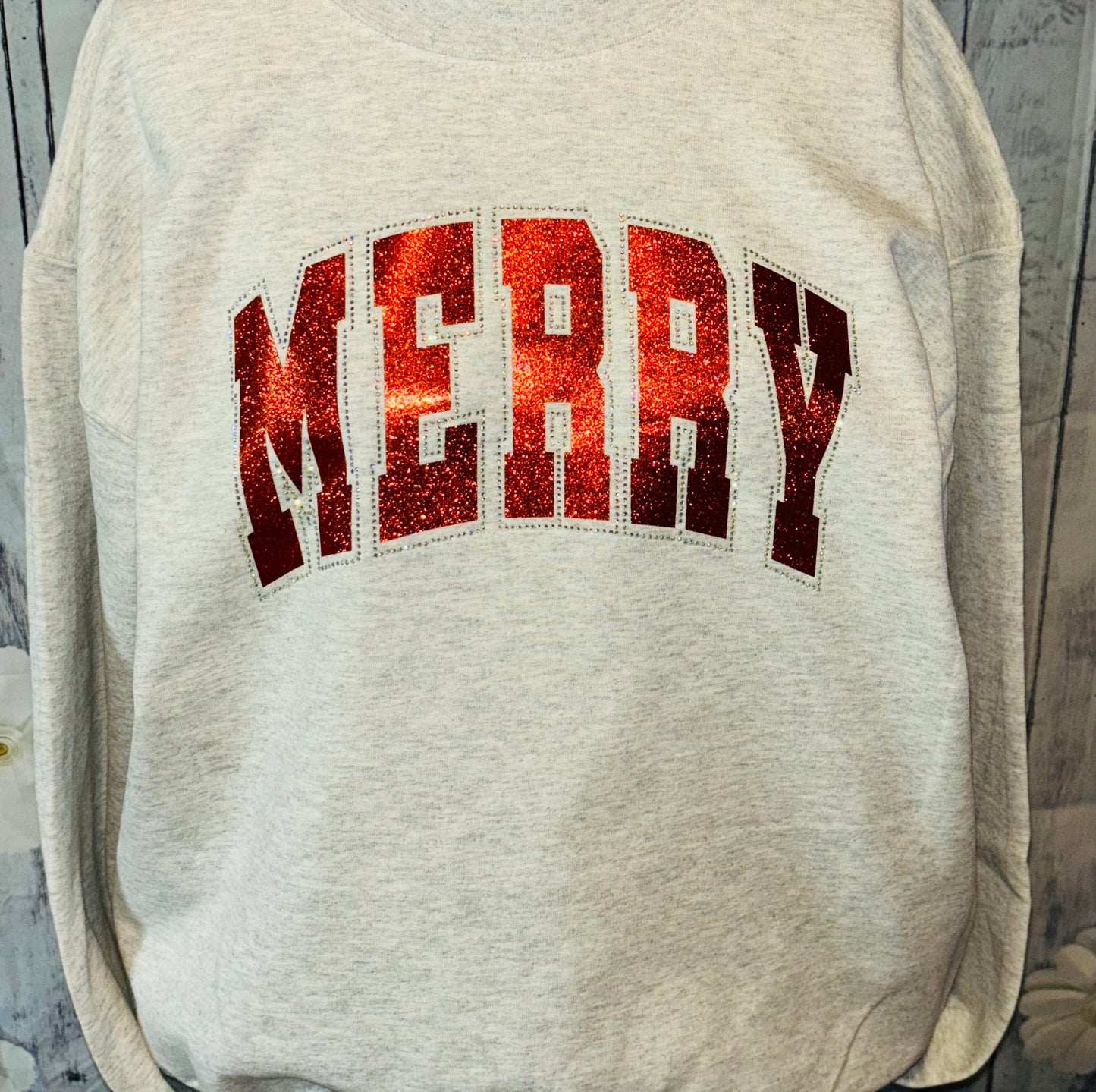 Glitter Rhinestone Merry Sweatshirt
