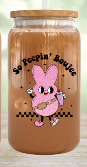 Peepin' Boujee 16oz Clear Glass Cup