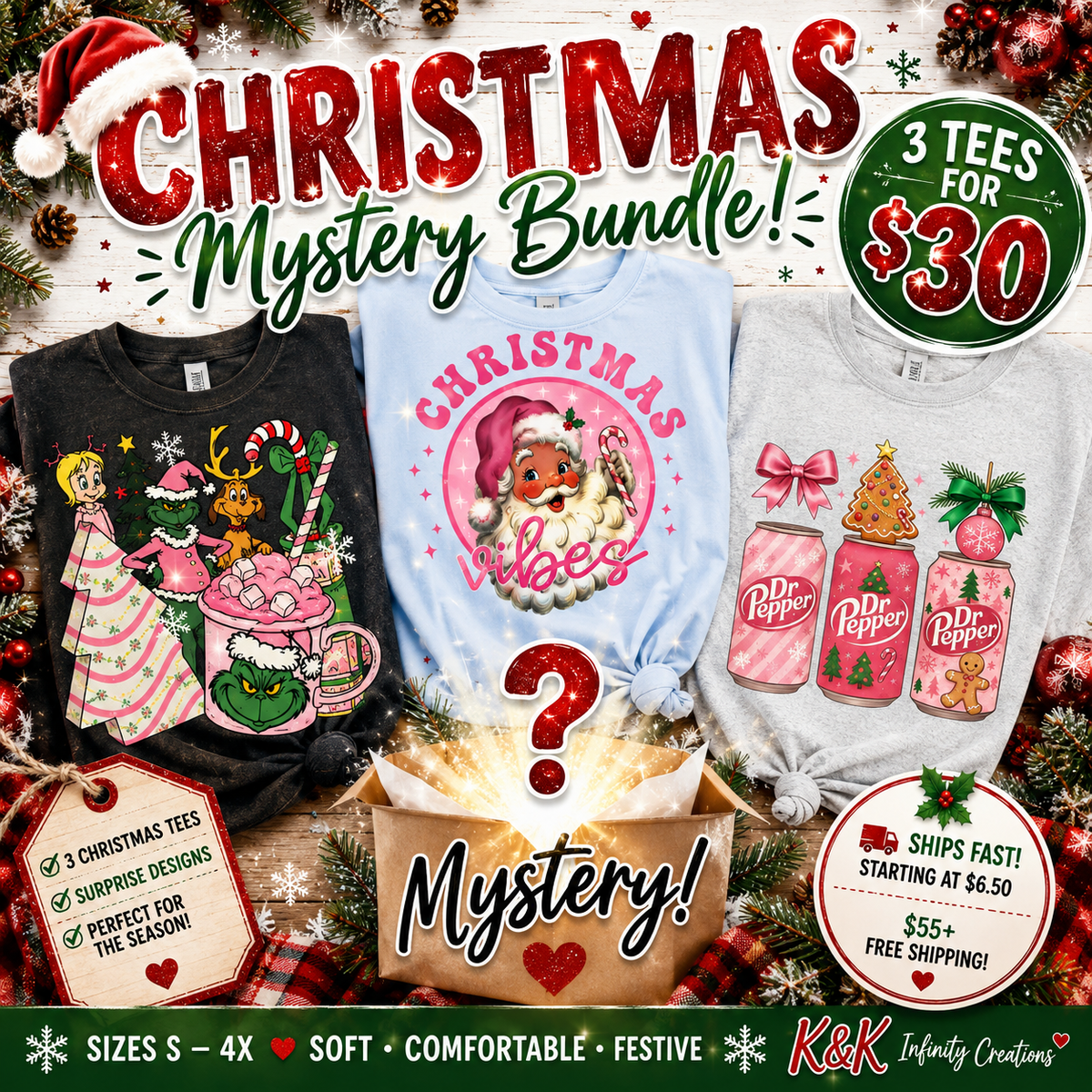 Christmas Mystery Bundle 3 for $30 Tees