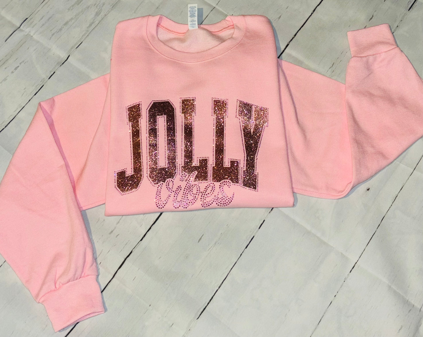 RHINESTONE GLITTER JOLLY VIBES SWEATSHIRT