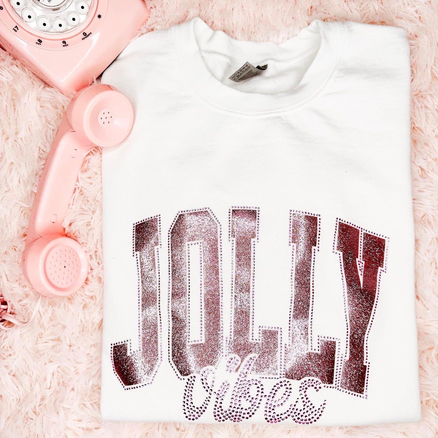 RHINESTONE GLITTER JOLLY VIBES SWEATSHIRT