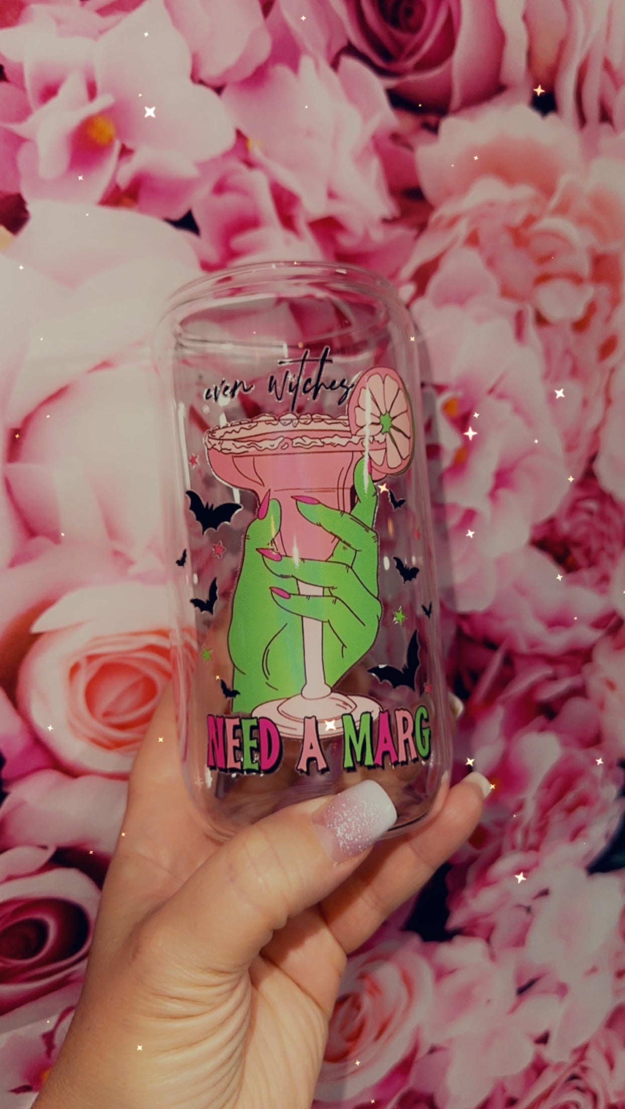 EVEN WITCHES NEED A MARG 16oz GLASS CUP