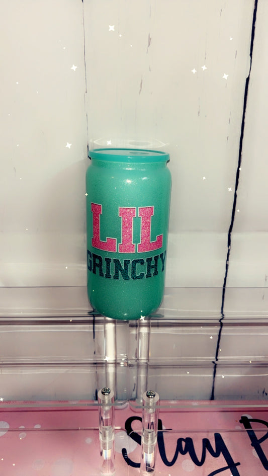 Lil Grinchy Glitter Green Cup