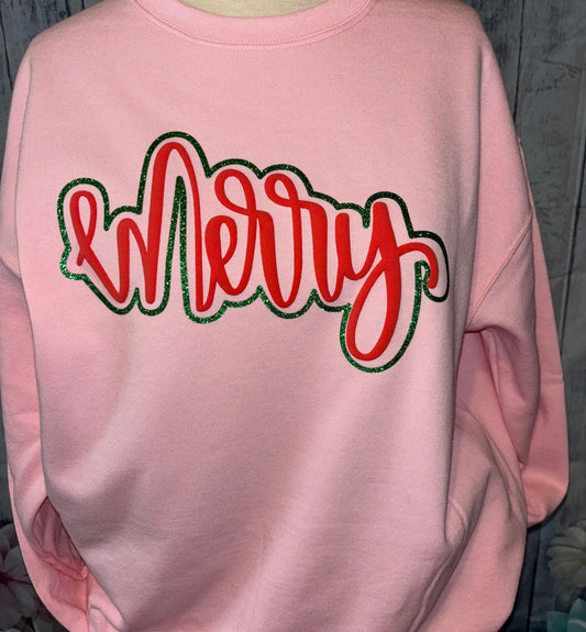 PUFF GLITTER MERRY SWEATSHIRT