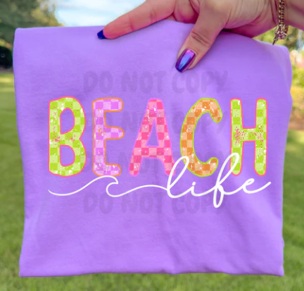 Beach Life Checker T Shirt