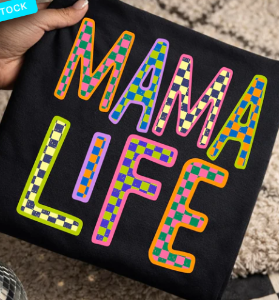 Mama Life Checker T Shirt