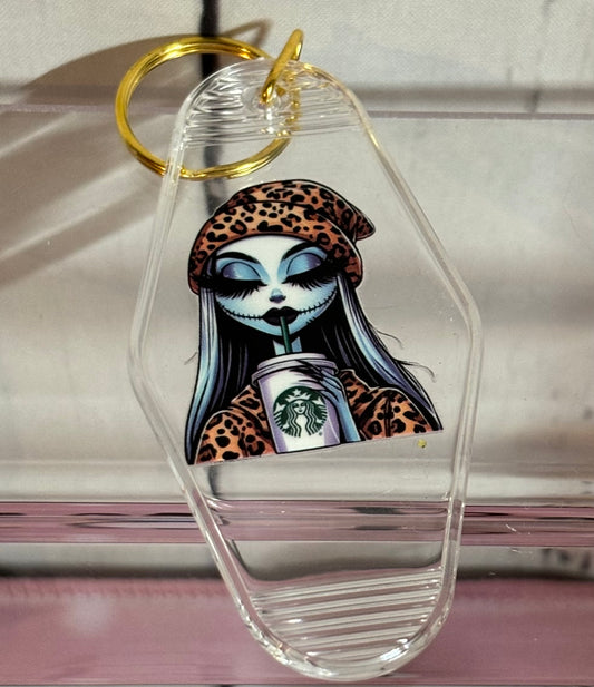 Blue girl motel keychain