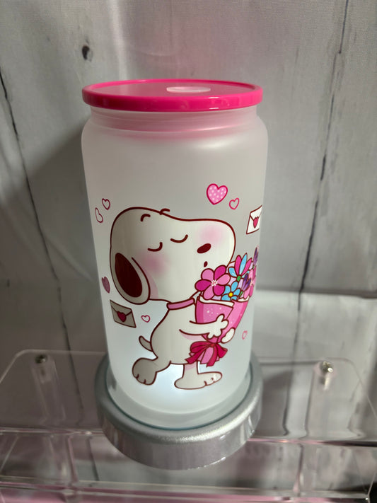 PUPPY FLOWERS FROSTED CUP