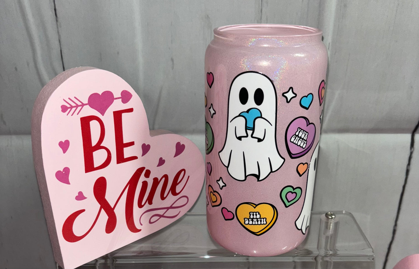 oopsie Ghost Heart Glitter Cup