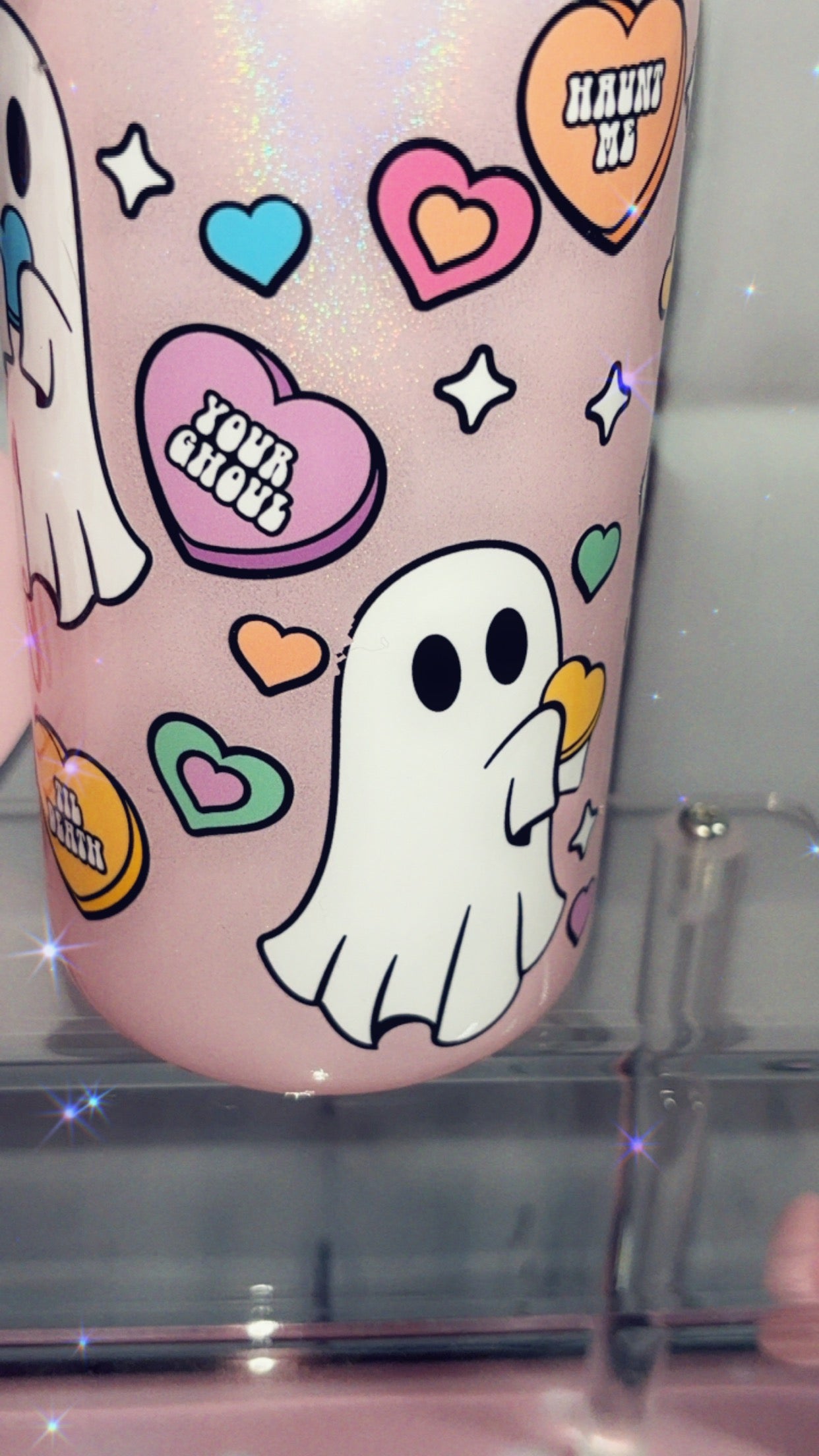 oopsie Ghost Heart Glitter Cup