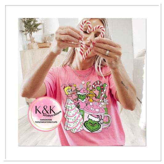 Pink Gman Christmas Trees Tee/Sweater