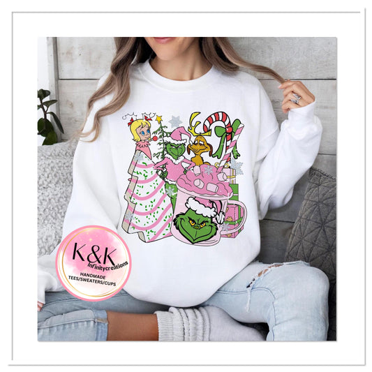 Pink Gman Christmas Trees Sweater