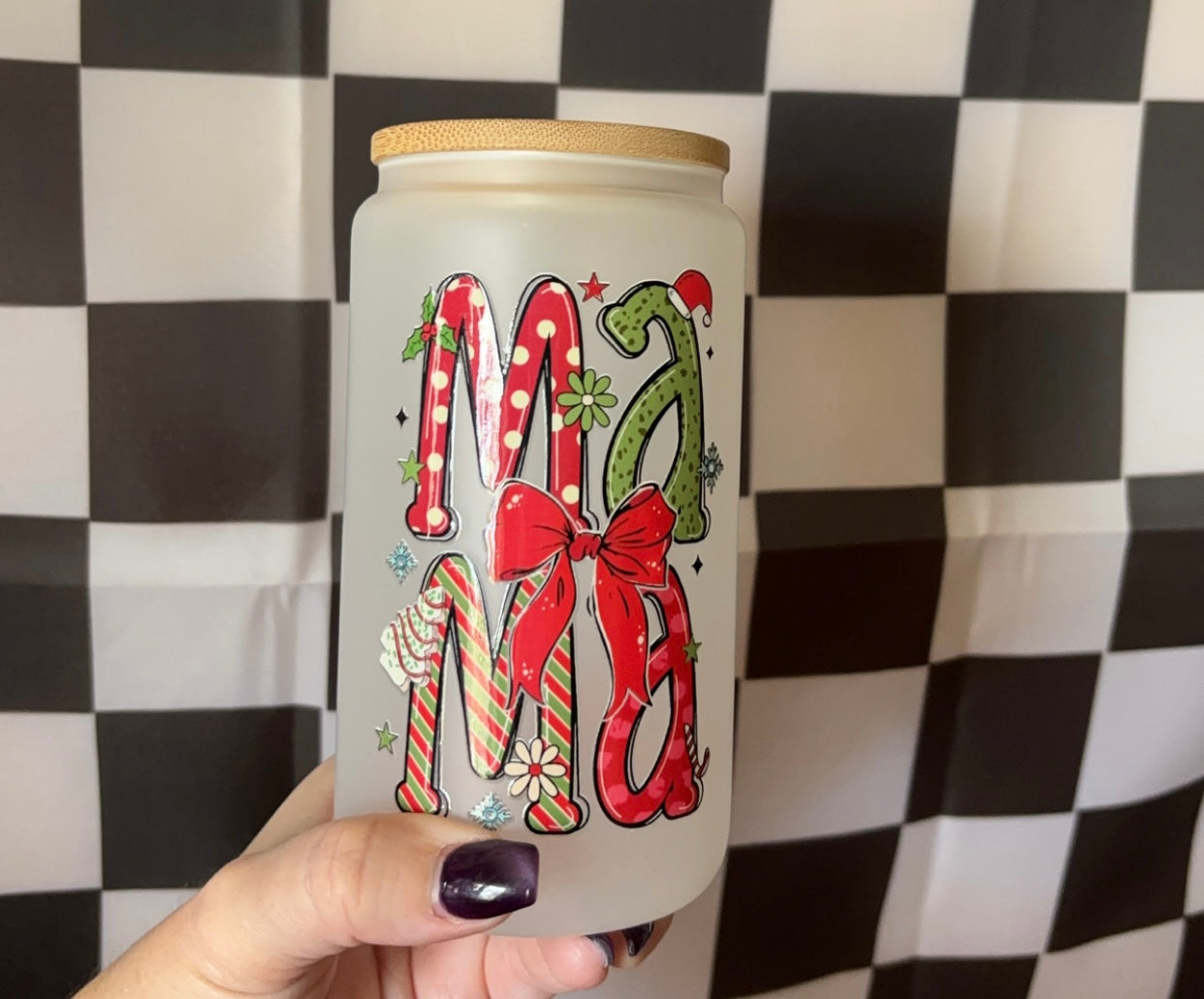 16oz frosted Mama Bow Cup
