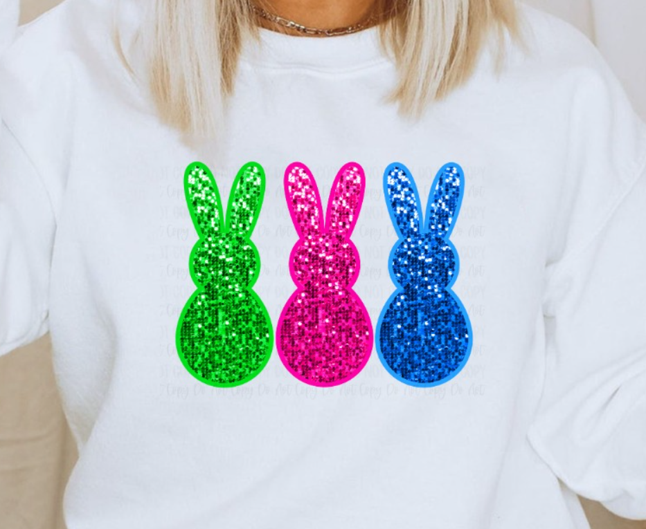 FAUX SEQUIN BUNNIES - GLITTER Sweatshirt