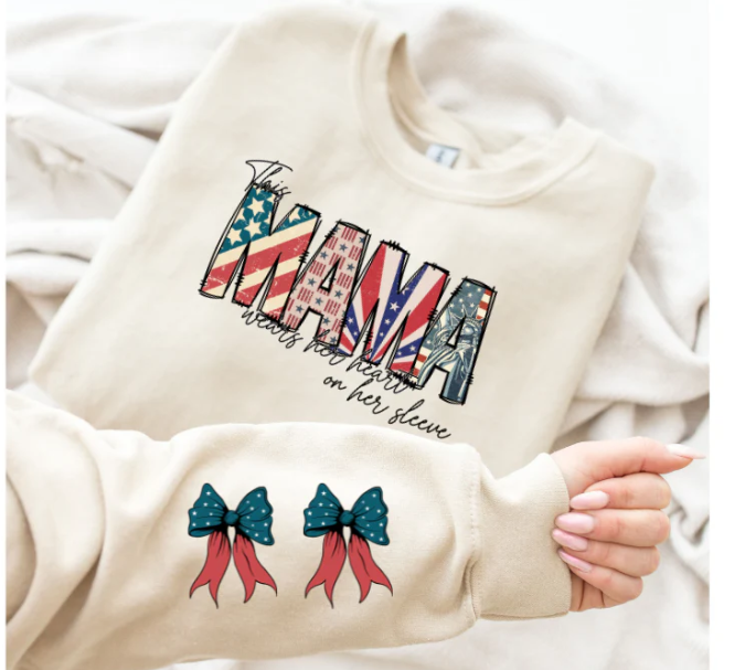 THIS MAMA WEARS HER HEART ON THE SLEEVE CREW 2/PART