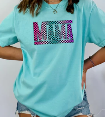 DARK COLORED CHECKERED MAMA TEE