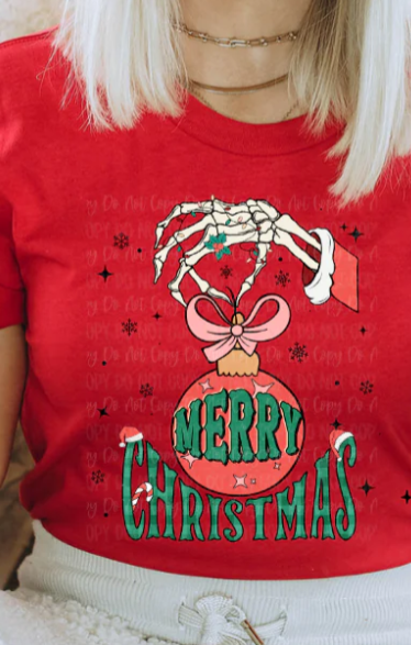Skull Hand Merry Christmas Tee