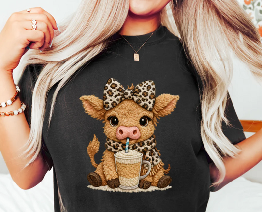 LEOPARD COW FAUX YARN TEE