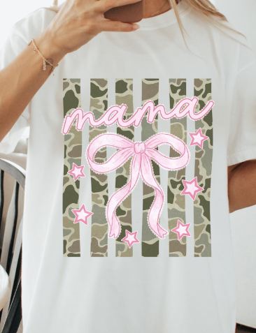 MAMA CAMO BOW T SHIRT