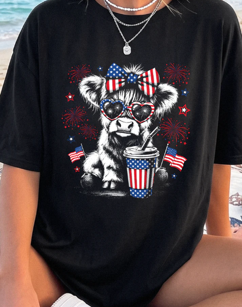 White Cow 4th of July Tee