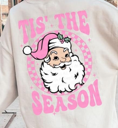 FRONT/BACK PINK TIS THE SEASON SWEATER