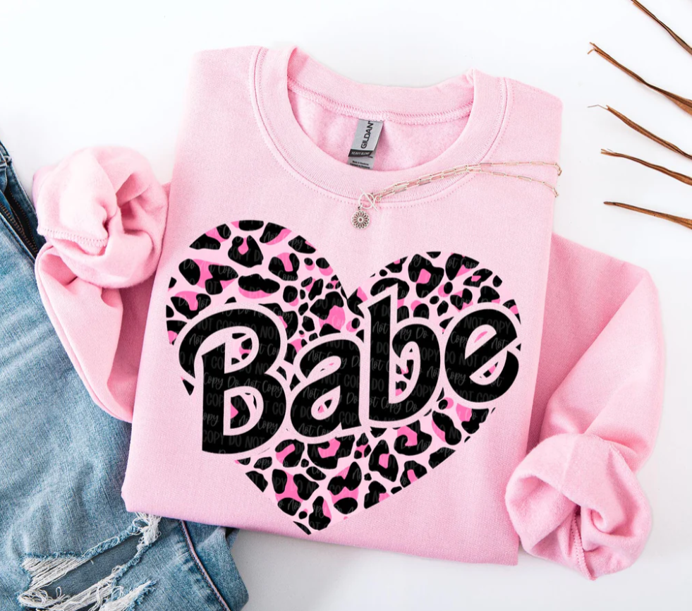 BABE CHEETAH HEART Sweater