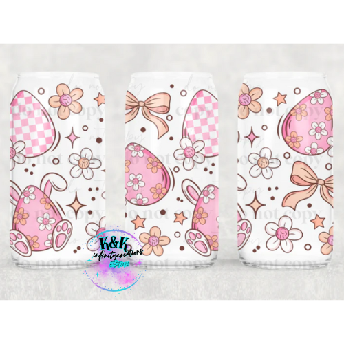 16oz cute Easter Eggs Cup with lid and straw