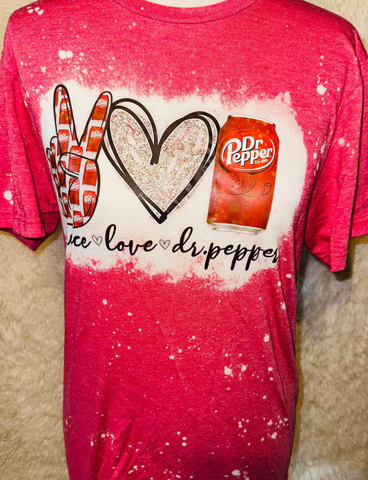 BLEACHED PEACE LOVE DR PEPPER TEE