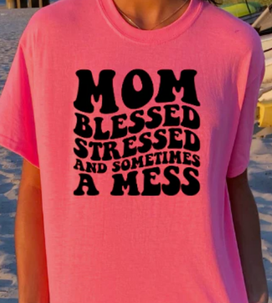 MOM BLESSED STRESSED TEE